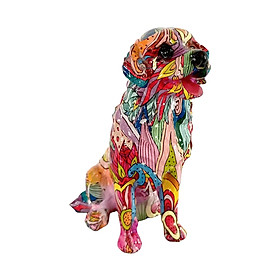 Colorful Dog Statues Animal Figure Dining Room Graffiti Figurines Sculptures
