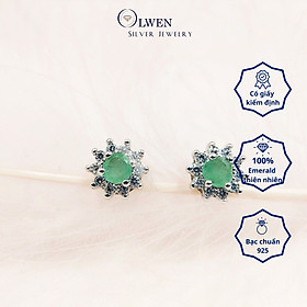 Đôi Bông Tai Nữ Bạc 925 Olwen Đính Đá Phong Thủy Emerald