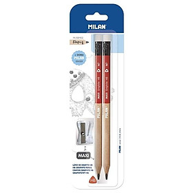 Vỉ 2 Bút Chì Gỗ HB + Đồ Chuốt Milan BWM10427