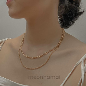 Vòng cổ nữ, dây chuyền layer mảnh hai tầng MEONHAMAI