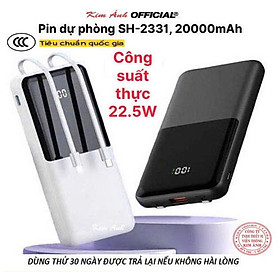 Mua Pin sạc dự phòng SH-2331  công suất 22.5W dung lượng 20000mAh sạc nhanh hai chiều  có chứng nhận 3C tiêu chuẩn quốc gia  hàng chính hãng