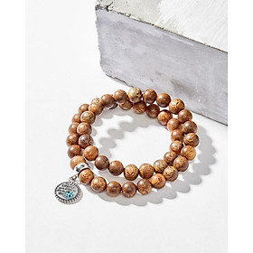 Vòng Tay Trầm Hương Charm Bạc 925 Mề Đay