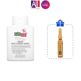 Sửa rửa mặt và tắm toàn thân cho da nhạy cảm Sebamed pH 5.5 Sensitive Liquid Face & Body Wash TẶNG bông tẩy trang Jomi/Ampoule chống lão hóa Martiderm (Nhập khẩu) - Phần 1