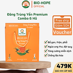 Combo 6 Hũ Đông Trùng Yến Premium Nguyên Chất BIO HOPE, Kết Hợp Giữa Đông Trùng Hạ Thảo Và Yến Sào Nguyên Chất