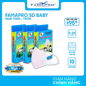 [HỘP - FAMAPRO 5D BABY] - Khẩu trang y tế trẻ em kháng khuẩn 3 lớp Famapro 5D Baby (10 cái/ hộp) - COMBO 3 HỘP