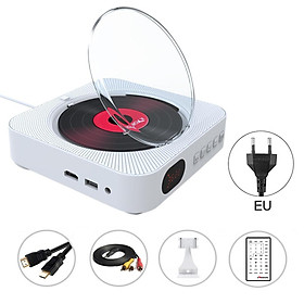 Đầu đĩa VCD CD DVD Đầu phát âm thanh đa năng Loa Bluetooth Đài FM Treo tường Giắc cắm AUX 3.5mm Điều khiển từ xa Màu sắc: Trắng PHÍCH CẮM EU
