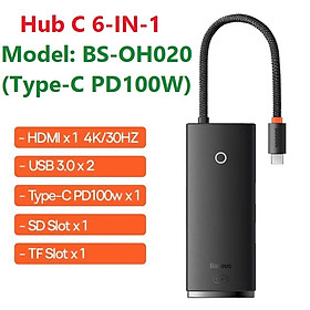 Mua  Hub C 6in1   Bộ chuyển đổi cổng type C đa năng 6 trong 1 Baseus Airjoy Lite Series BS-OH019 / BS-OH020 _ Hàng chính hãng