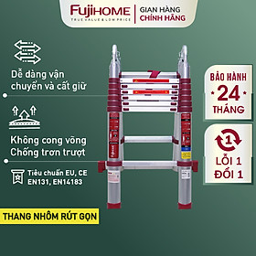 Mua Thang nhôm rút chữ A gấp gọn 4 4M - 5M chính hãng FUJIHOME  thang rút đôi gia đình xếp gọn đa năng - Hàng chính hãng