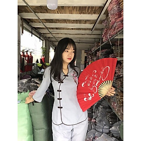 Đồ Lam Đi Chùa #Đồ Phật Tử #Pháp Phục Phật Giáo#Sẩm Tàu Xéo Thêu Hoa s111