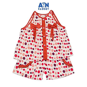 Bộ quần áo Ngắn bé gái họa tiết Bi Đỏ Nơ cotton - AICDBGSAJXFP - AIN Closet
