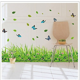 Decal dán chân tường cỏ xanh và bướm - HP558