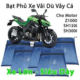 [Loại Lớn - Dày] Áo Bạt Phủ Trùm Xe Máy KhoNCC Che Mưa Nắng Dòng Xe Lớn SH 125 150i , Moto Z1000 - NQL-BPXMT-Z1K - Hàng Chính Hãng (Xanh Đen)