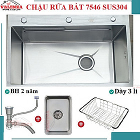 Mua Chậu rửa chén bát 1 hố 7546 Valenza sus 304 dày 3li kèm khay inox  bộ xả to thoát nhanh ngăn mùi  rổ lỗ inox