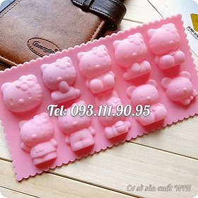 Mua Khuôn silicon làm bánh  rau câu  socola 10 mèo Kitty – Mã số 1097