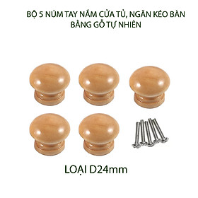 Combo 5 núm cửa tủ, ngăn kéo bàn, bằng gỗ tự nhiên sơn phủ bóng