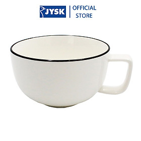 Bộ tách trà | JYSK nID | sứ trắng bóng viền đen | D12.7xR10.3xC5.9cm/ DK16.5xC2.2cm