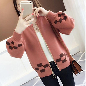 Hình ảnh Áo cardigan len nữ dáng ngắn phong cách Hàn Quốc khóa kéo, chất len mềm mại S0091