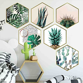 Decal dán tường trang trí phòng khách, quán cafe- Khung ảnh xương rồng- mã sp LV48