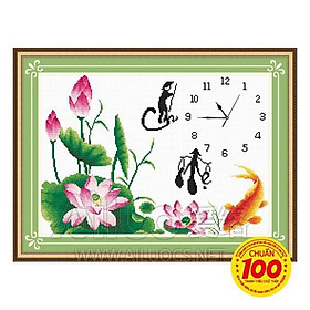 ĐH thêu chữ thập Cha mẹ - hoa sen cá chép  chưa thêu