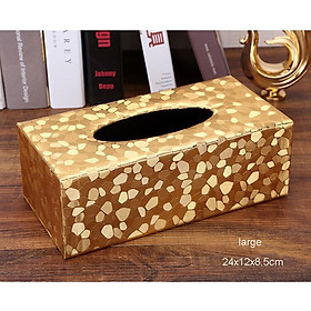 Mua Hộp đựng khăn giấy  bọc vải gấm mạ vàng 22*13*10 cm