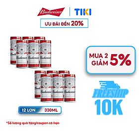 Hình ảnh Combo 2 Lốc 6 Lon Bia Budweiser (330ml / Lon)