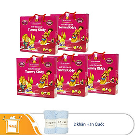 Hình ảnh [ Combo 5 Hộp ] Yến Yummy Kiddy Hương Dâu Thiên Hoàng (6 Lọ/Hộp) - Tặng 2 Khăn Đa Năng Hàn Quốc