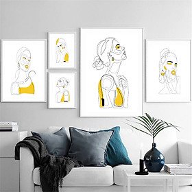 Tranh treo tường nghệ thuật cô gái vàng BINBIN KA264/Tranh kim sa/Tặng kèm đinh 3 chân