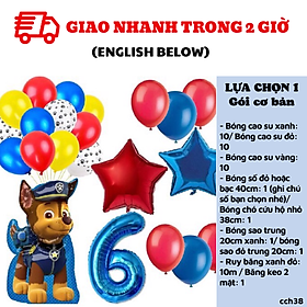 Bộ bong bóng sinh nhật chủ đề chó cứu hộ màu đỏ xanh CCH38