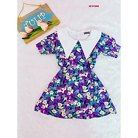 Đầm Hoa 15-17Kg Hoa Tím Cổ Kiểu Bé Gái Chất Đẹp