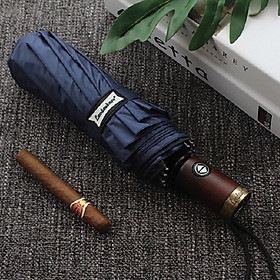 Mua Ô đi mưa cán ngắn tự động 2 chiều cán gỗ bọc logo đồng  dù đi nắng chống uv cao cấp