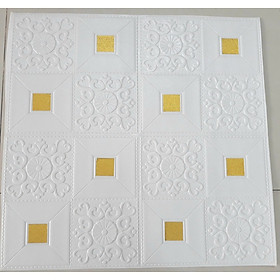 Bộ 10 Tấm Xốp Dán Tường Kim Tuyến, Tem 3D Siêu Đẹp, Sang Trọng - TEM VÀNG