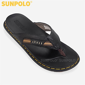 Dép Kẹp Xỏ Ngón Nam Da Bò SUNPOLO KEP207 (Đen)