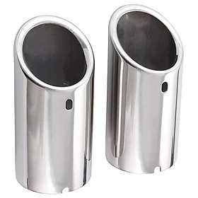 2 PCS Car Round Grey Stainless Steel Chrome Exhaust Tail  Tip Pipe