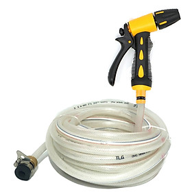 Bộ dây và vòi xịt tăng áp lực nước 300% rửa xe tưới cây loạI 10m (dây trắng)20631949810