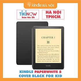 Combo máy đọc sách Kindle Paperwhite 5 11th gen tặng kèm bao da  Cover  - Hàng nhập khẩu - Black for KIDS - 16GB