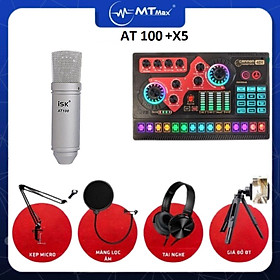 Combo sound card X5 + mic thu âm AT100 chuyên hát nhạc livestream tặng kèm full phụ kiện hát nhạc cực hay