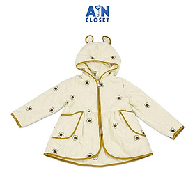Áo khoác có nón bé gái họa tiết Hoa Thêu Nâu chần bông - AICDBGULYPQK - AIN Closet