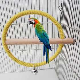 Playground Natural Wooden Bird Parrot Swing Stand Cage Training Toy