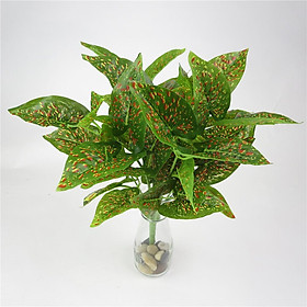 Artificial Green Plant Leaves Bush with Red Dot Vein Home Decoration 40cm