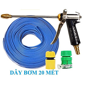 Bộ dây vòi xịt nước rửa xe, tưới cây . tăng áp 3 lần, loại 20m 206701-2 đầu đồng,cút,nối vàng+tặng mở chai