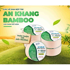 Combo 5 cuộn giấy giấy vệ sinh cuộn lớn 3 lớp 500g AN KHANG BAMMBO | 100% Bột giấy tre tự nhiên