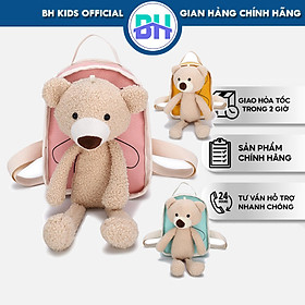 Balo hình chú gấu xinh xắn BH Kids, chất liệu vải Canvas xinh xắn cho bé mẫu giáo, nhà trẻ - BHS07