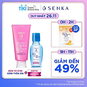 Combo Sữa rửa mặt ẩm mịn và săn chắc da Senka Perfect Whip Collagen In 120g + Nước tẩy trang Senka All Clear White 70ml