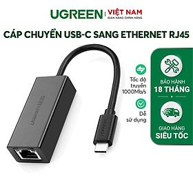 Cáp chuyển đổi USB type C sang đầu mạng Ethernet RJ45 Gigabit UGREEN 50307 hàng chính hãng