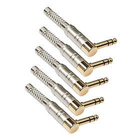 5 Pieces 6.35mm Stereo Audio Jack Plugs, For Headphone Microphone Right Angle