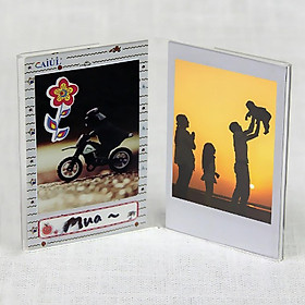 Acrylic Table Top Desk Picture Frame 2 Photo Holder 3inch for
