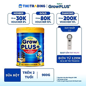 Sữa Bột Nutifood GrowPLUS+ Biếng Ăn (Xanh) 2+ Lon 900G - Tăng cân khoẻ mạnh