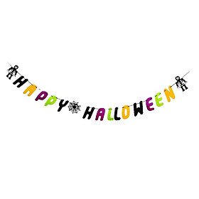 Hình ảnh sách Halloween Banner Skeleton Skull Letters Bunting Garland Props Party Decor