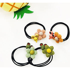 Set 4 dây buộc tóc hoa và đầu chuột dễ thương cho bé gái