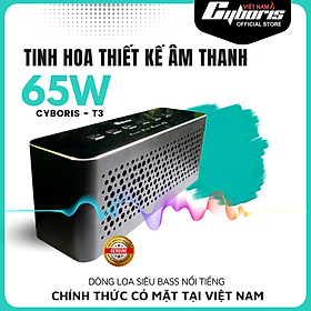 Loa Nghe Nhạc Bluetooth Cyboris T3, Loa siêu Bass Công suất 65W, Chống nước IPX5, Pin 6600mAh. Hàng Chính Hãng - Loa Bluetooth